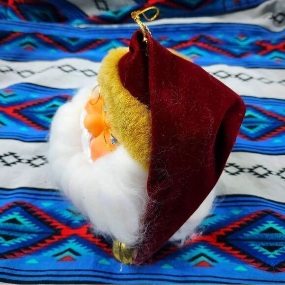 Bearded Santa Claus Doll Head Christmas Ornament Vtg 80s 1990s Traditional Jolly - Picture 2 of 5